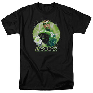 AN OFFCIALLY LICENSED JLA GREEN STATIC MEN'S REGULAR FIT T-SHIRT BLACK