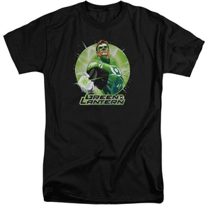 AN OFFCIALLY LICENSED JLA GREEN STATIC MEN'S TALL FIT T-SHIRT BLACK