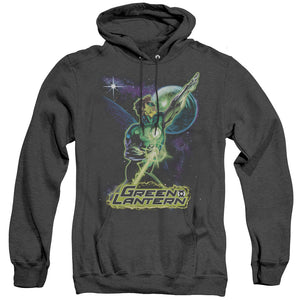 AN OFFCIALLY LICENSED JLA HAL GALAXY ADULT UNISEX HEATHER PULLOVER HOODIE BLACK