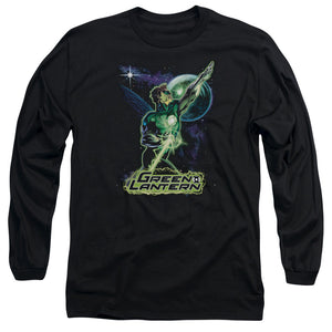 AN OFFCIALLY LICENSED JLA HAL GALAXY MEN'S LONG SLEEVE T-SHIRT BLACK