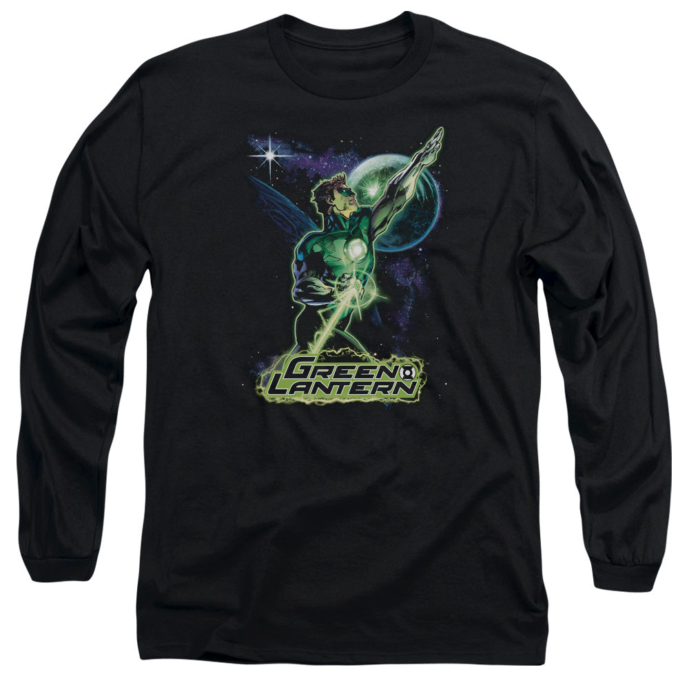 AN OFFCIALLY LICENSED JLA HAL GALAXY MEN'S LONG SLEEVE T-SHIRT BLACK