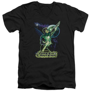 AN OFFCIALLY LICENSED JLA HAL GALAXY MEN'S V-NECK T-SHIRT BLACK