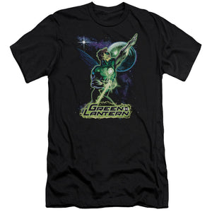 AN OFFCIALLY LICENSED JLA HAL GALAXY MEN'S PREMIUM SLIM FIT T-SHIRT BLACK