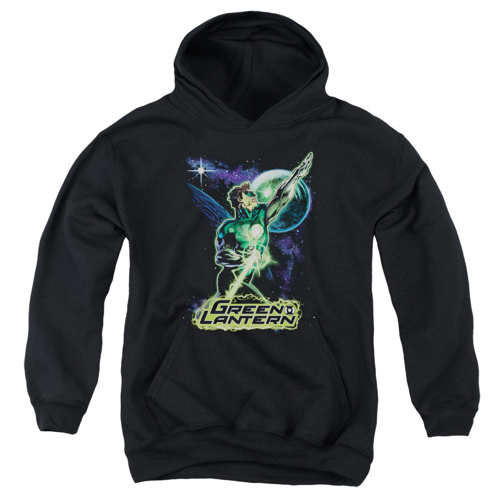 AN OFFCIALLY LICENSED JLA HAL GALAXY YOUTH HOODIE BLACK