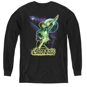 AN OFFCIALLY LICENSED JLA HAL GALAXY YOUTH LONG SLEEVE T-SHIRT BLACK