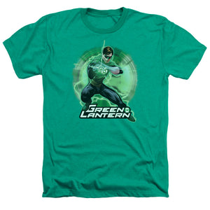 AN OFFCIALLY LICENSED JLA SPIN MEN'S HEATHER T-SHIRT KELLY GREEN