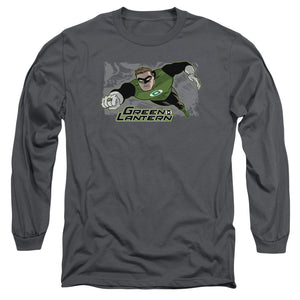 AN OFFCIALLY LICENSED JLA SPACE COP MEN'S LONG SLEEVE T-SHIRT CHARCOAL