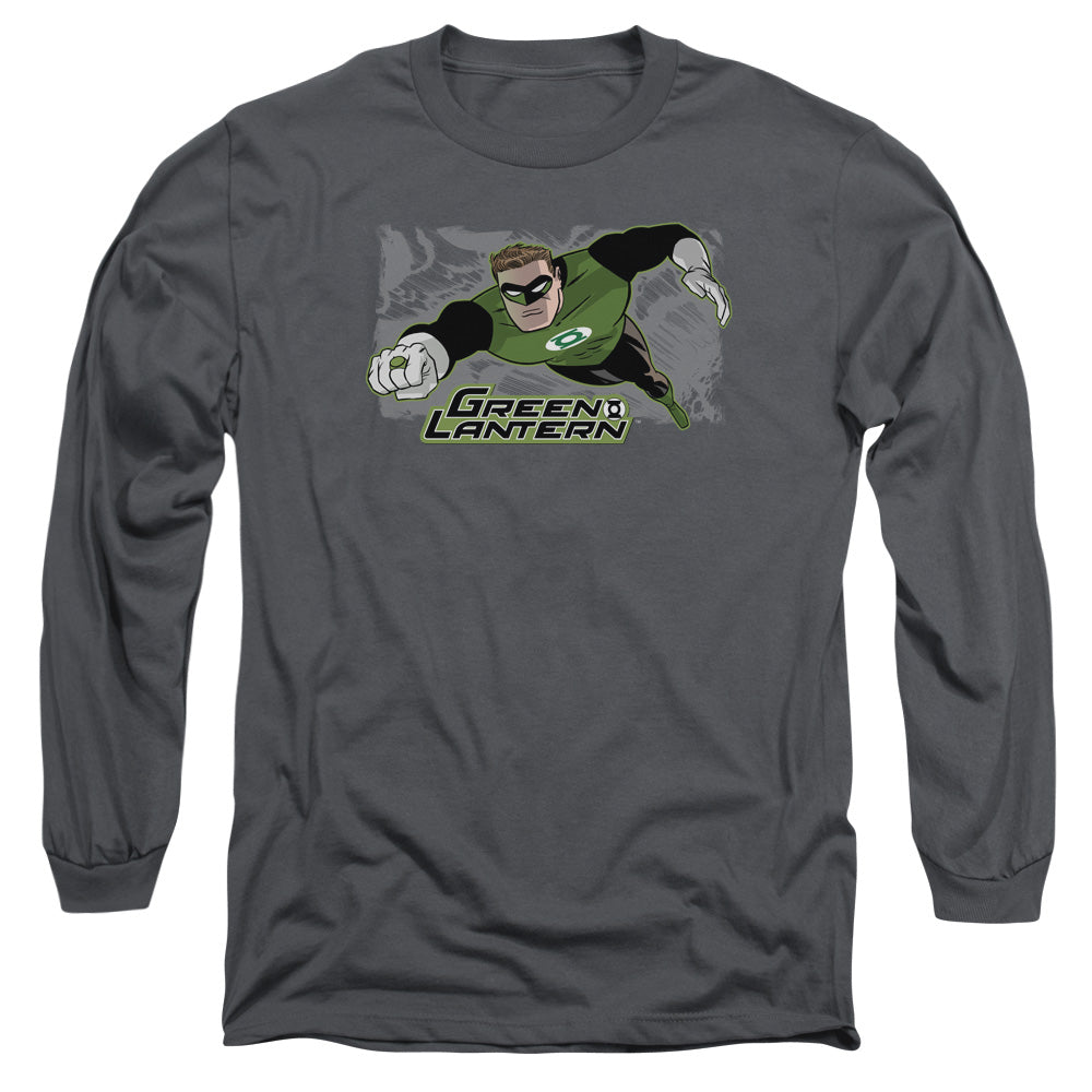 AN OFFCIALLY LICENSED JLA SPACE COP MEN'S LONG SLEEVE T-SHIRT CHARCOAL