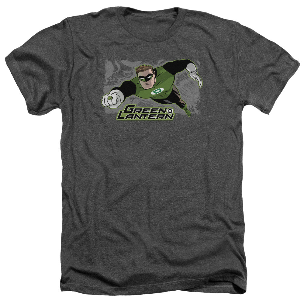 AN OFFCIALLY LICENSED JLA SPACE COP MEN'S HEATHER T-SHIRT CHARCOAL