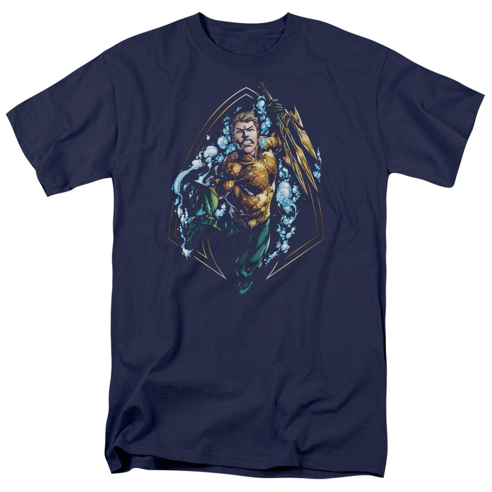 AN OFFCIALLY LICENSED JLA THRASHING MEN'S REGULAR FIT T-SHIRT NAVY