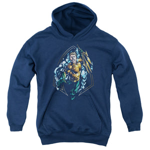 AN OFFCIALLY LICENSED JLA THRASHING YOUTH HOODIE NAVY