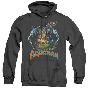 AN OFFCIALLY LICENSED JLA RULER OF THE SEAS ADULT UNISEX HEATHER PULLOVER HOODIE BLACK
