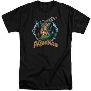 AN OFFCIALLY LICENSED JLA RULER OF THE SEAS MEN'S TALL FIT T-SHIRT BLACK