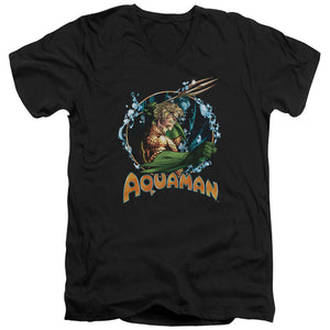 AN OFFCIALLY LICENSED JLA RULER OF THE SEAS MEN'S V-NECK T-SHIRT BLACK