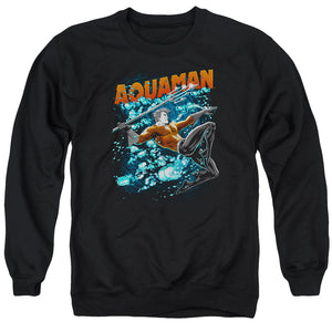 AN OFFCIALLY LICENSED JLA AQUA BUBBLES ADULT UNISEX CREWNECK SWEATSHIRT BLACK