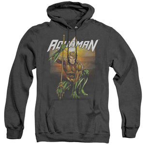 AN OFFCIALLY LICENSED JLA BEACH SUNSET ADULT UNISEX HEATHER PULLOVER HOODIE BLACK