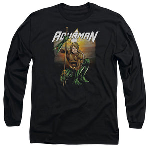 AN OFFCIALLY LICENSED JLA BEACH SUNSET MEN'S LONG SLEEVE T-SHIRT BLACK