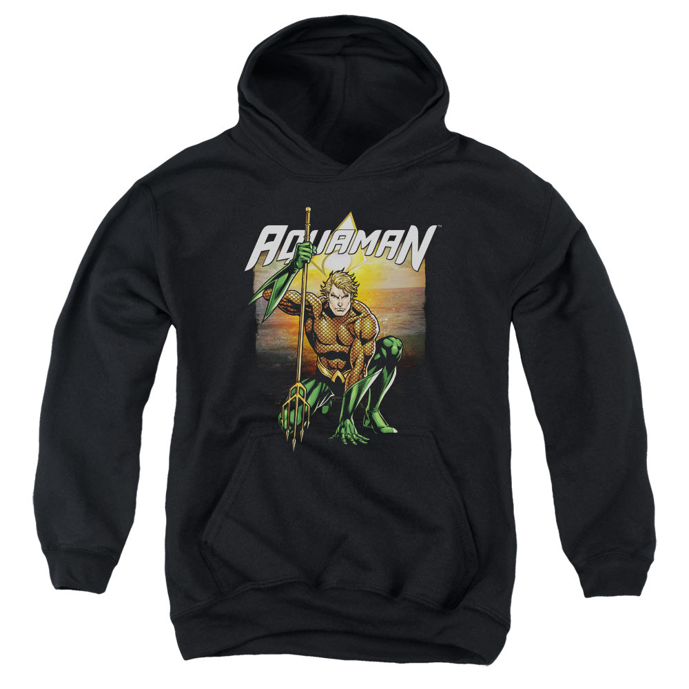 AN OFFCIALLY LICENSED JLA BEACH SUNSET YOUTH HOODIE BLACK