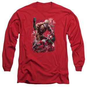 AN OFFCIALLY LICENSED JLA FINISHED MEN'S LONG SLEEVE T-SHIRT RED