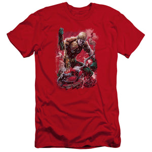 AN OFFCIALLY LICENSED JLA FINISHED MEN'S PREMIUM SLIM FIT T-SHIRT RED