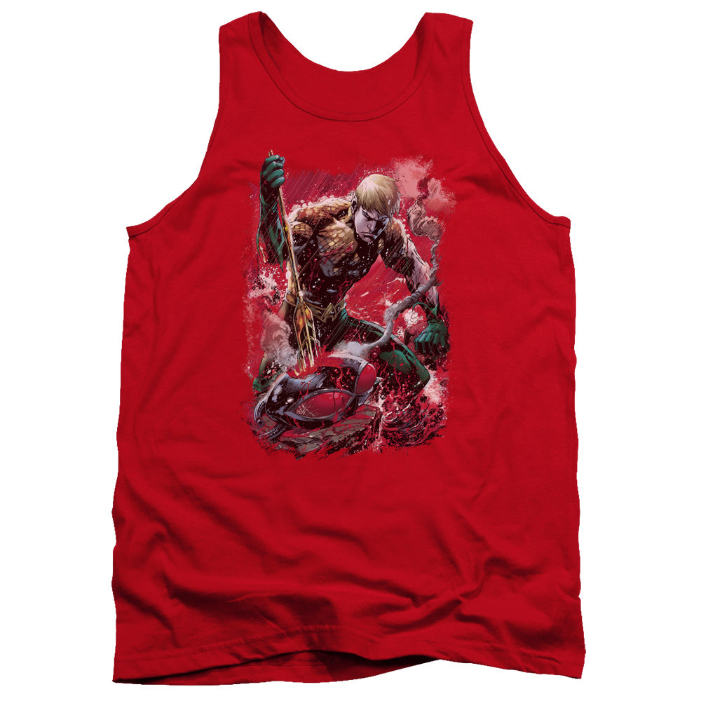 AN OFFCIALLY LICENSED JLA FINISHED ADULT UNISEX TANK TOP RED