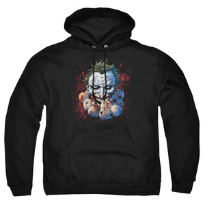AN OFFCIALLY LICENSED JLA DOLL HEADS ADULT UNISEX PULLOVER HOODIE BLACK