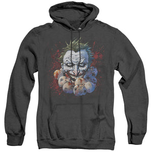 AN OFFCIALLY LICENSED JLA DOLL HEADS ADULT UNISEX HEATHER PULLOVER HOODIE BLACK