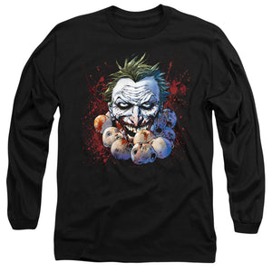 AN OFFCIALLY LICENSED JLA DOLL HEADS MEN'S LONG SLEEVE T-SHIRT BLACK