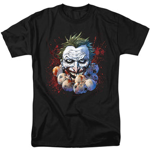 AN OFFCIALLY LICENSED JLA DOLL HEADS MEN'S REGULAR FIT T-SHIRT BLACK