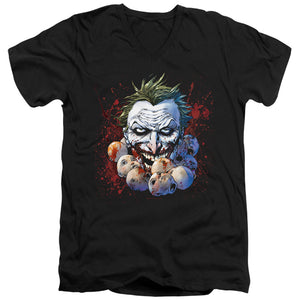 AN OFFCIALLY LICENSED JLA DOLL HEADS MEN'S V-NECK T-SHIRT BLACK