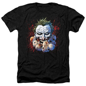 AN OFFCIALLY LICENSED JLA DOLL HEADS MEN'S HEATHER T-SHIRT CHARCOAL