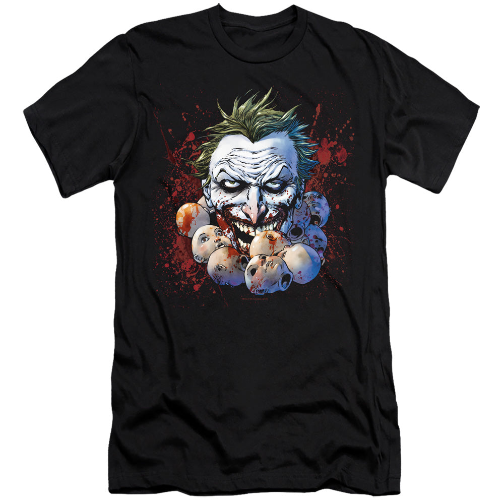 AN OFFCIALLY LICENSED JLA DOLL HEADS MEN'S PREMIUM SLIM FIT T-SHIRT BLACK