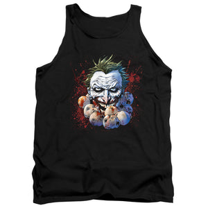 AN OFFCIALLY LICENSED JLA DOLL HEADS ADULT UNISEX TANK TOP BLACK