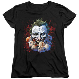 AN OFFCIALLY LICENSED JLA DOLL HEADS WOMEN'S REGULAR FIT T-SHIRT BLACK