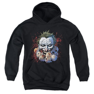AN OFFCIALLY LICENSED JLA DOLL HEADS YOUTH HOODIE BLACK