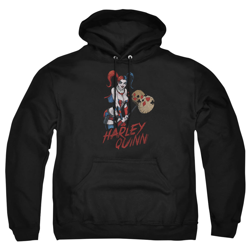 AN OFFCIALLY LICENSED JLA HARLEY HAMMER ADULT UNISEX PULLOVER HOODIE BLACK