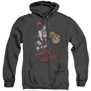 AN OFFCIALLY LICENSED JLA HARLEY HAMMER ADULT UNISEX HEATHER PULLOVER HOODIE BLACK