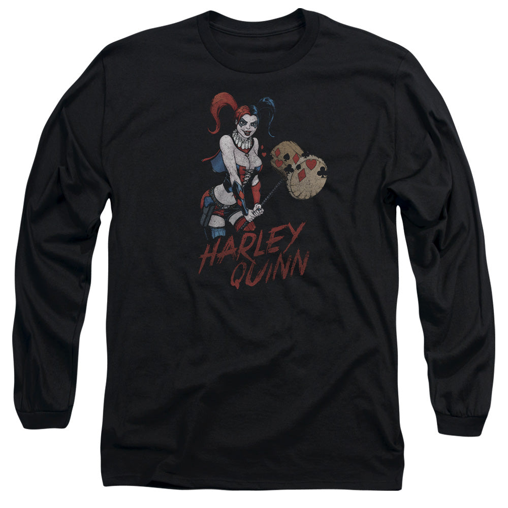 AN OFFCIALLY LICENSED JLA HARLEY HAMMER MEN'S LONG SLEEVE T-SHIRT BLACK