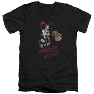 AN OFFCIALLY LICENSED JLA HARLEY HAMMER MEN'S V-NECK T-SHIRT BLACK