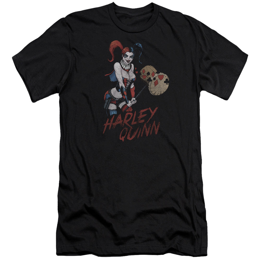 AN OFFCIALLY LICENSED JLA HARLEY HAMMER MEN'S PREMIUM SLIM FIT T-SHIRT BLACK