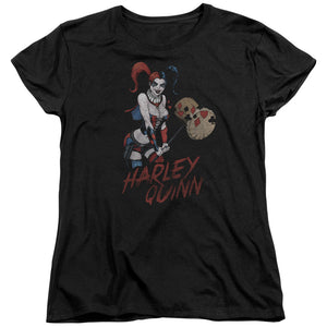 AN OFFCIALLY LICENSED JLA HARLEY HAMMER WOMEN'S REGULAR FIT T-SHIRT BLACK
