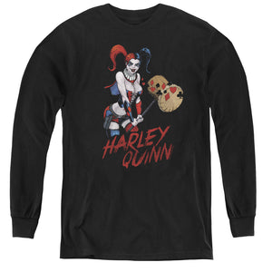 AN OFFCIALLY LICENSED JLA HARLEY HAMMER YOUTH LONG SLEEVE T-SHIRT BLACK