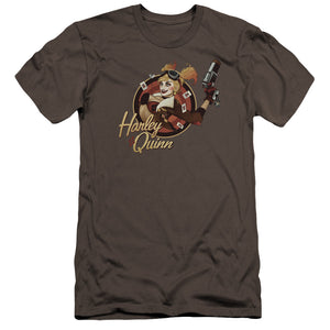 AN OFFCIALLY LICENSED JLA HARLEY BOMBER MEN'S PREMIUM SLIM FIT T-SHIRT CHARCOAL