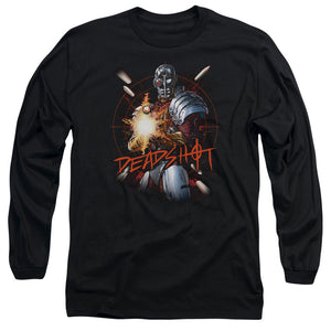 AN OFFCIALLY LICENSED JLA DEADSHOT MEN'S LONG SLEEVE T-SHIRT BLACK