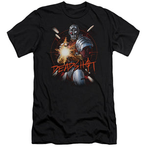 AN OFFCIALLY LICENSED JLA DEADSHOT MEN'S PREMIUM SLIM FIT T-SHIRT BLACK