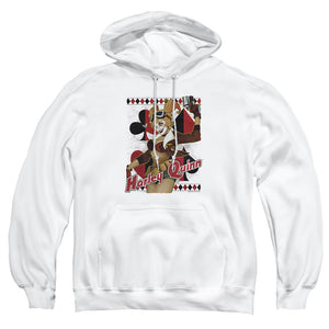 AN OFFCIALLY LICENSED JLA HARLEY BOMBSHETLL ADULT UNISEX PULLOVER HOODIE WHITE