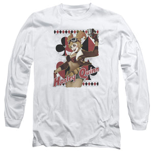 AN OFFCIALLY LICENSED JLA HARLEY BOMBSHETLL MEN'S LONG SLEEVE T-SHIRT WHITE