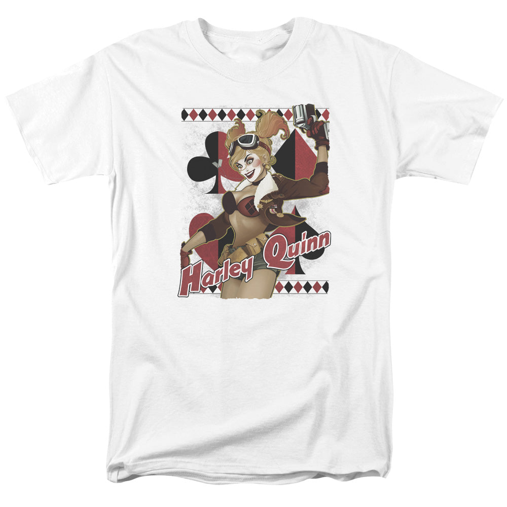 AN OFFCIALLY LICENSED JLA HARLEY BOMBSHETLL MEN'S REGULAR FIT T-SHIRT WHITE