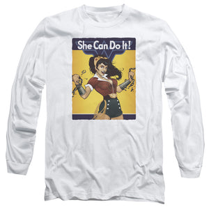 AN OFFCIALLY LICENSED JLA WONDER BOMBSHELL MEN'S LONG SLEEVE T-SHIRT WHITE
