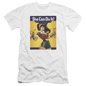 AN OFFCIALLY LICENSED JLA WONDER BOMBSHELL MEN'S PREMIUM SLIM FIT T-SHIRT WHITE